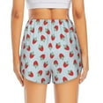 thumbnail image 4 of Uemuo Hand Drawn Strawberry Pattern Women's Athletic Shorts High Waisted Running Shorts with Liner Pockets Gym Elastic Workout Shorts-Small, 4 of 9