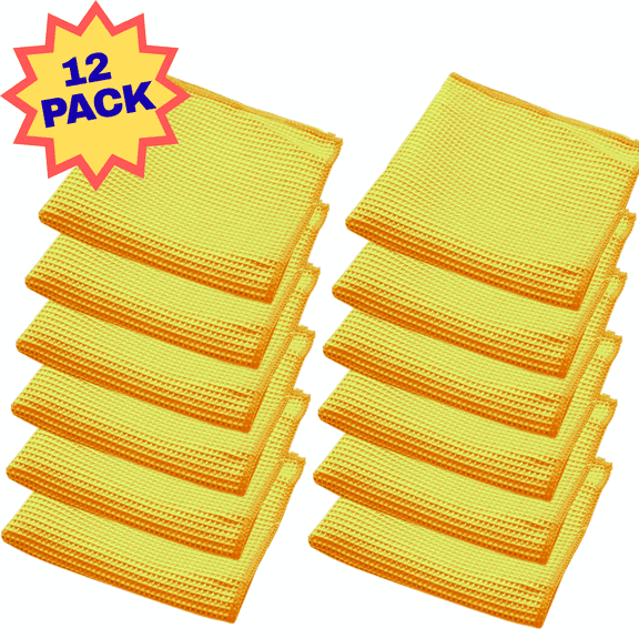 AUTOSTENA Microfiber Waffle Cleaning Cloths 12 Pack 16x16 Lint Free Highly Absorbent Reusable