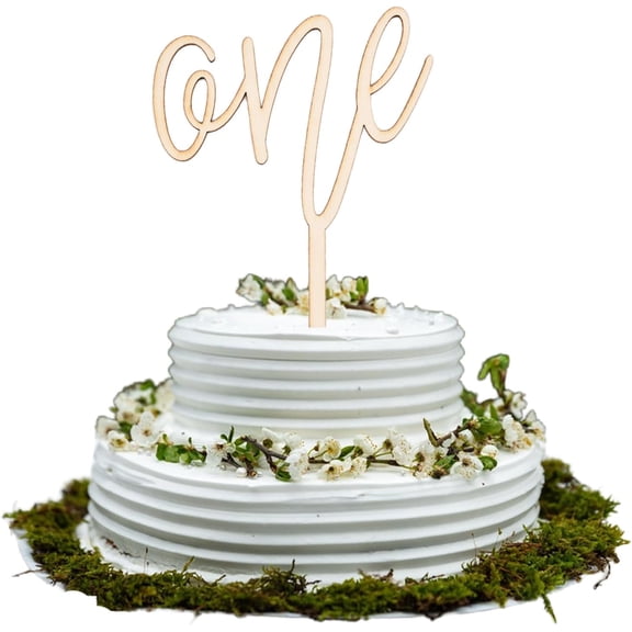 One Birthday Cake Topper, 10 pcs Wooden First Birthday Cake Topper One Wooden Cake Topper for Birthday Anniversary Festival Party Decoration