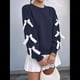 thumbnail image 5 of Blusa de Larga con Lazo Y2K para Mujer - Cuello Redondo Rojo con Lazo Navideño y de Año - Camisa Holgada Extragrande Azul Marino M, 5 of 10