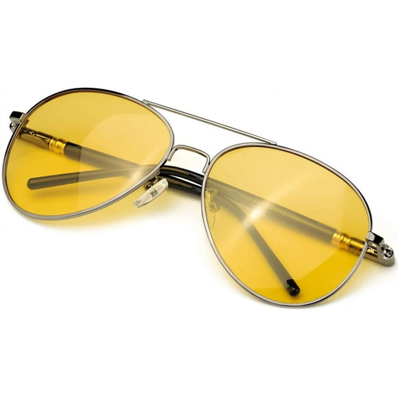 shiyou-Polarized Night Vision Glasses, Classic Aviator Night Driving Eyewear, Pilot Metal Frame for Men Women Night Driving