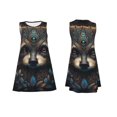 thumbnail image 7 of Lsque Tribal Style Raccoon Pattern Summer Dresses for Women – Sleeveless T-Shirt Swing Sundress, Perfect for the Beach and Casual Days, 7 of 7