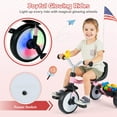 thumbnail image 4 of Babyjoy 3-in-1 Kids Tricycle with Lighted Wheels Folding Toddler Trike with Adjustable Seat Pink, 4 of 10