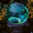 thumbnail image 2 of Echo Valley Blue Ocean Mist 10 inch Hand Blown Glass Outdoor Garden Gazing Ball, 2 of 5