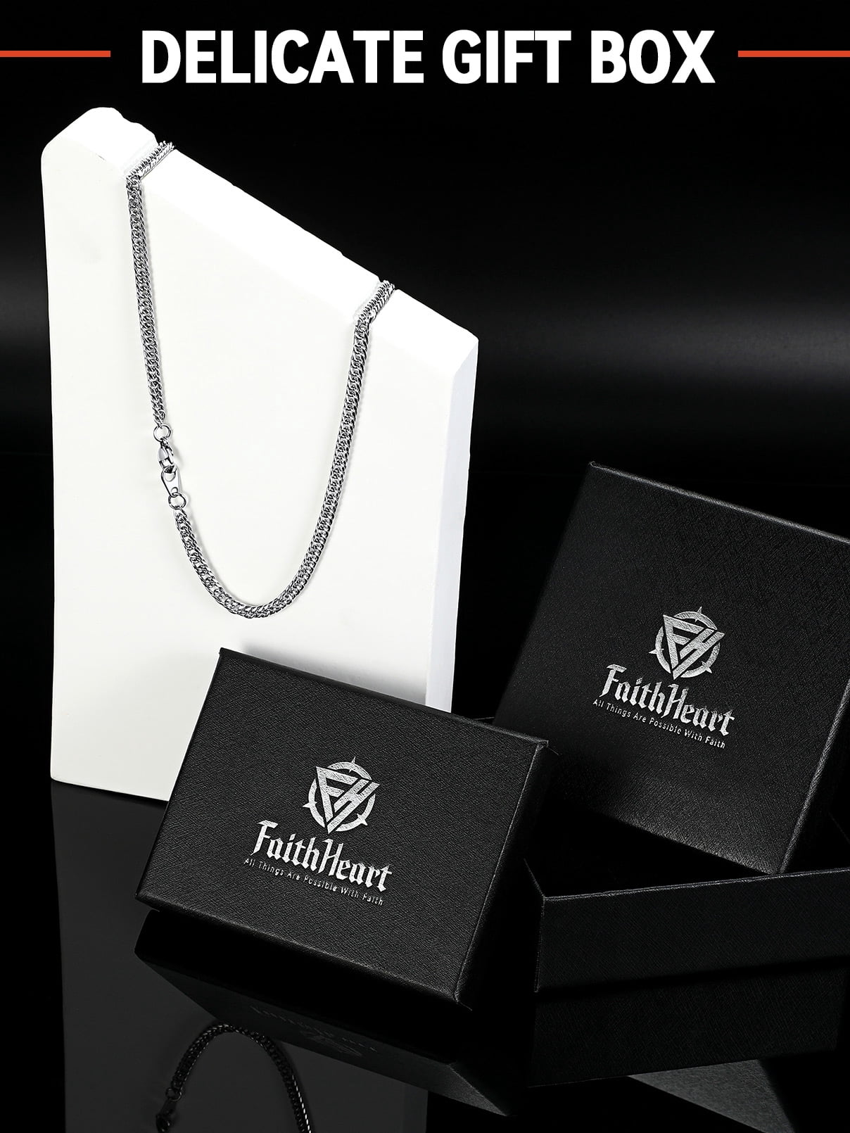 FaithHeart Miami Cuban Link Chain Necklace for Men Silver Stainless Steel 12mm Curb Chains Mens Necklace Hip Hop Jewelry Gift for Husband Anniversary 22"