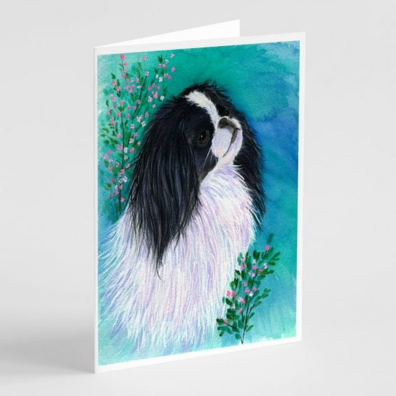 Japanese Chin Greeting Cards and Envelopes Pack of 8