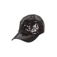 thumbnail image 1 of Glitter Sequin Elastic Fit Baseball Hat - Black, 1 of 2