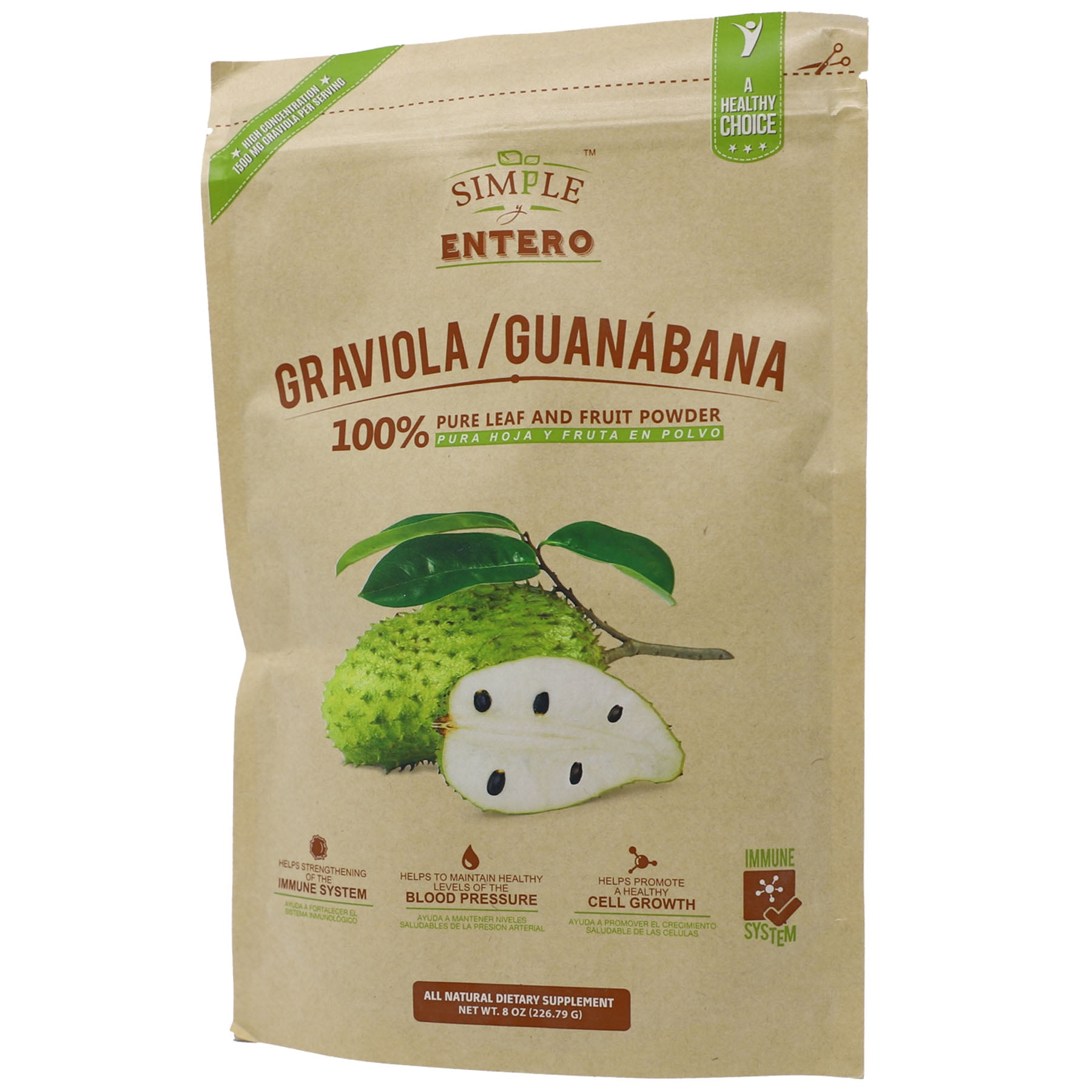 Simple Y Entero Graviola and Guanabana with 100% Leaf Powder, Boosts Your Immune System, 8 oz Bag