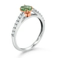 thumbnail image 3 of Gem Stone King 925 Silver and 10K Rose Gold Green Sapphire and White Lab Grown Diamond Engagement Ring for Women (0.73 Cttw, Oval 6X4MM, Gemstone September Birthstone, Size 6), 3 of 4