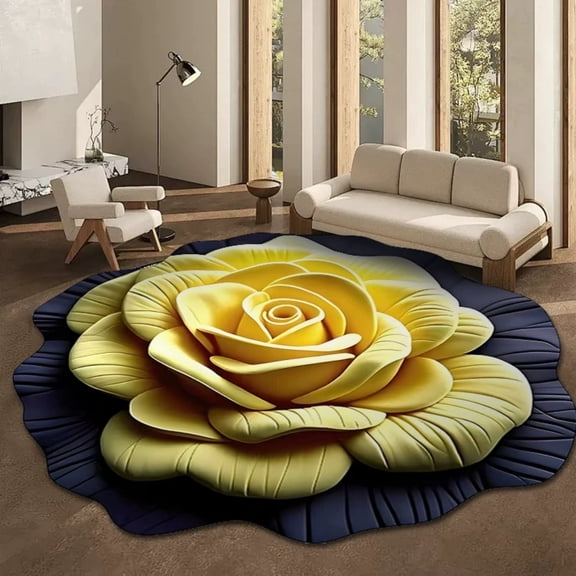 3D Visual Stereo Flower Special Shaped Diatomite Mud Floor Mat Non Absorbent Easy Clean Living Room Bedroom Entrance Rug