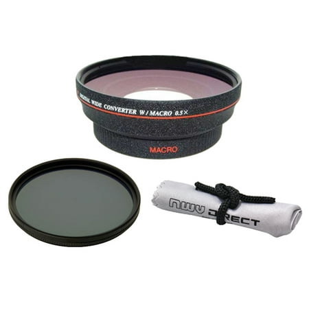 Pentax K-3 HD (High Definition) 0.5x Wide Angle Lens With Macro + 82mm Circular Polarizing Filter + Nw Direct Micro Fiber Cleaning Cloth + (Rings 49 & 67)