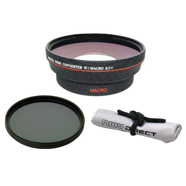 カメラ ビデオカメラ Sony NEX-VG10 (High Definition) 0.5x Wide Angle Lens With Macro + 82mm  Circular Polarizing Filter + Nwv Direct Micro Fiber Cleaning Cloth