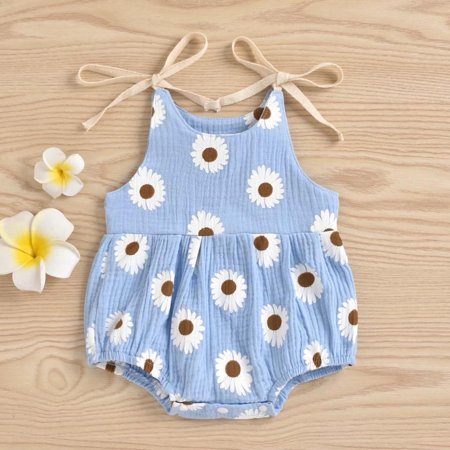 

Darling Daisy Baby and Toddler Girl Cotton Linen Spaghetti-Strap Romper