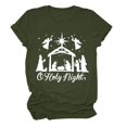 thumbnail image 1 of Gibobby Blusa Casual Para Mujer Camiseta de manga corta con cuello redondo y estampado de para mujer O Holy Night（Verdinegro， S), 1 of 3