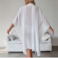 thumbnail image 4 of Cavosen Long Beach Cover up for Women Dress Bikinis Swimwear Long Sleeve Lapel Neck Button down Sheer Flowy Smock Sun Protection Long Coat Bathing Suit Kaftan Plain Swimsuit Kimono, 4 of 6