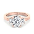 thumbnail image 2 of Bahamas - Moissanite Oval Cut Lab Diamond Engagement Ring with Emerald Side Stones, 2 of 4