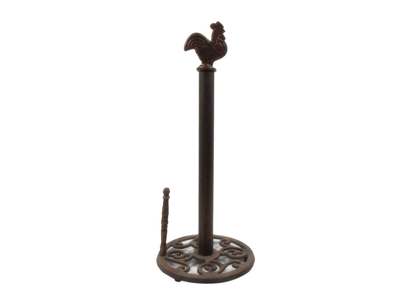 HANDCRAFTED NAUTICAL D√âCOR Rustic Copper Cast Iron Rooster Paper Towel Holder 15"