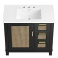 thumbnail image 6 of Modway Dixie 36" Solid Wood Bathroom Vanity Cabinet in Black and White, 6 of 12
