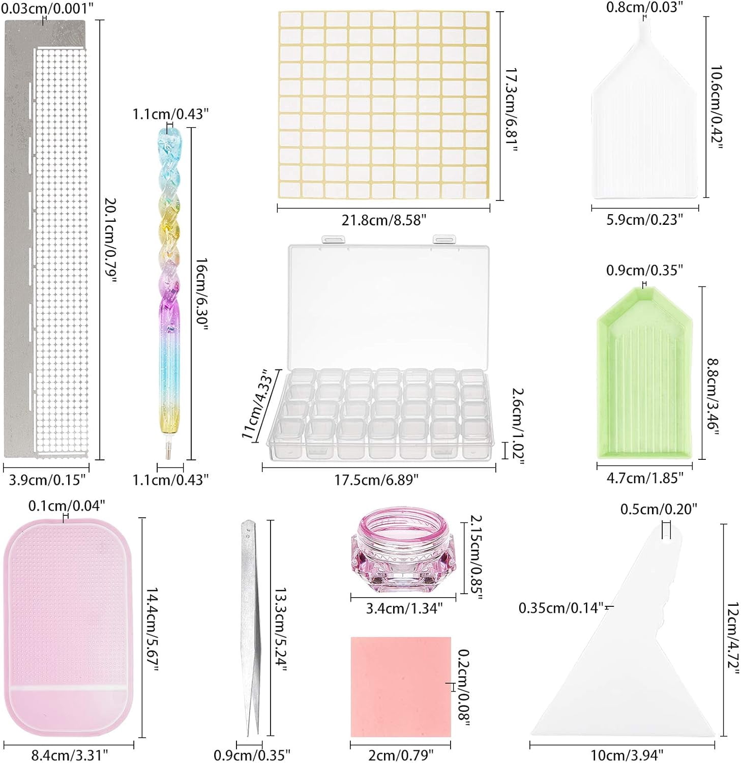 Plastic 1 Set Diamond Picture Kit Diamond Painting Tool Accessories with Tweezers Label Paster Tray Plate for Diamond Painting Work Plastic