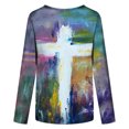 thumbnail image 3 of Blusa de manga larga con estampado de cruz y pintura al óleo vintage para mujer de Honeeladyy, con mensaje "Jesús, fiel a Jesús", con mensaje religioso, 3 of 5
