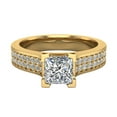 thumbnail image 4 of Solitaire Diamond Engagement Rings for Women Princess Cut Diamond Ring Two-Row Shank 14K Gold 1.00 Carat (H,SI1), 4 of 5