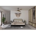 thumbnail image 3 of Aurous 43" King Platform Bed Frame, Rattan Headboard, Bohemian Style, Solid Wood, Black, 3 of 19