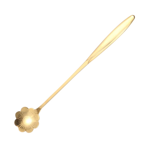 ibasenice Set of 3 Golden Flower Stainless Steel Spoons, Ideal for Drink Mixing and Home Kitchen Use