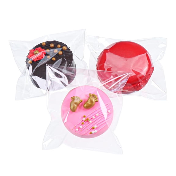 BPPEG 100Pcs Self - Sealing 3X3 Inch Clear Cellophane Bags - Perfect for Packaging Chocolate - Covered Oreos, Macarons, Etc. - Party Edition with Fresh Treat Bags