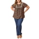 thumbnail image 2 of Blusa de mujer de talla grande GRACE & GRANDEUR con estampado floral de Pascua, cuello con lazo y mangas con volantes, 3X negra, 2 of 6