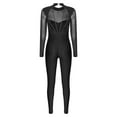 thumbnail image 4 of YONGHS Women Gymnastics Leotard Unitard Shiny Rhinestone Full Length Figure Ice Skating Jumpsuit Black XL, 4 of 7