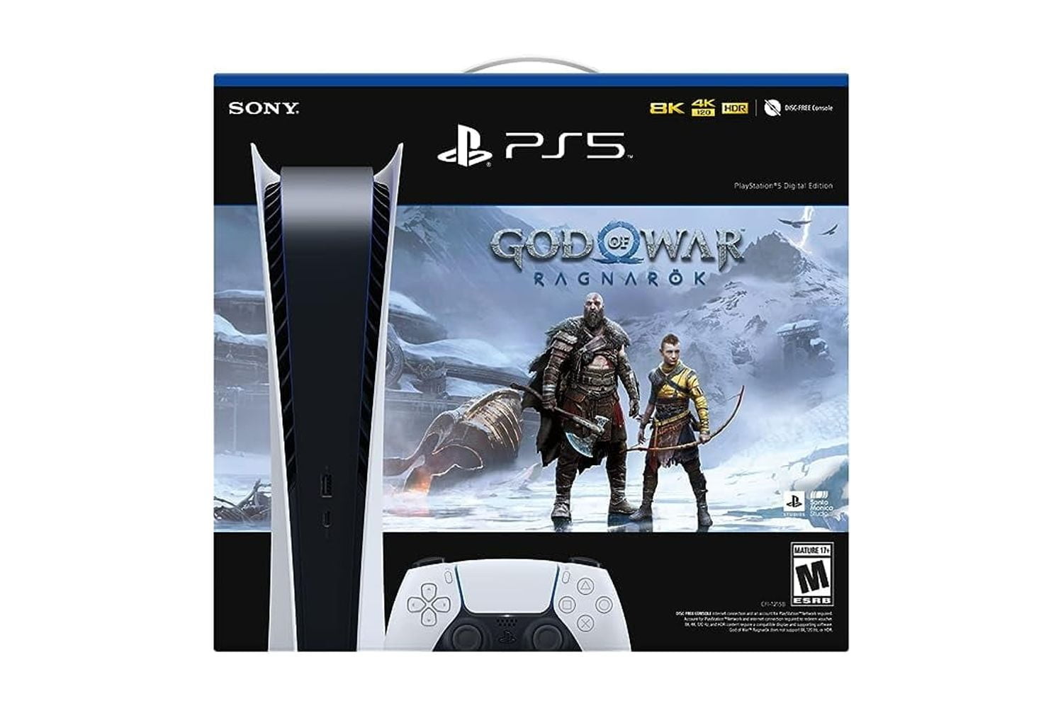 Sony _PS5 Digital Edition – Includes God of War Ragnarök Bundle, White