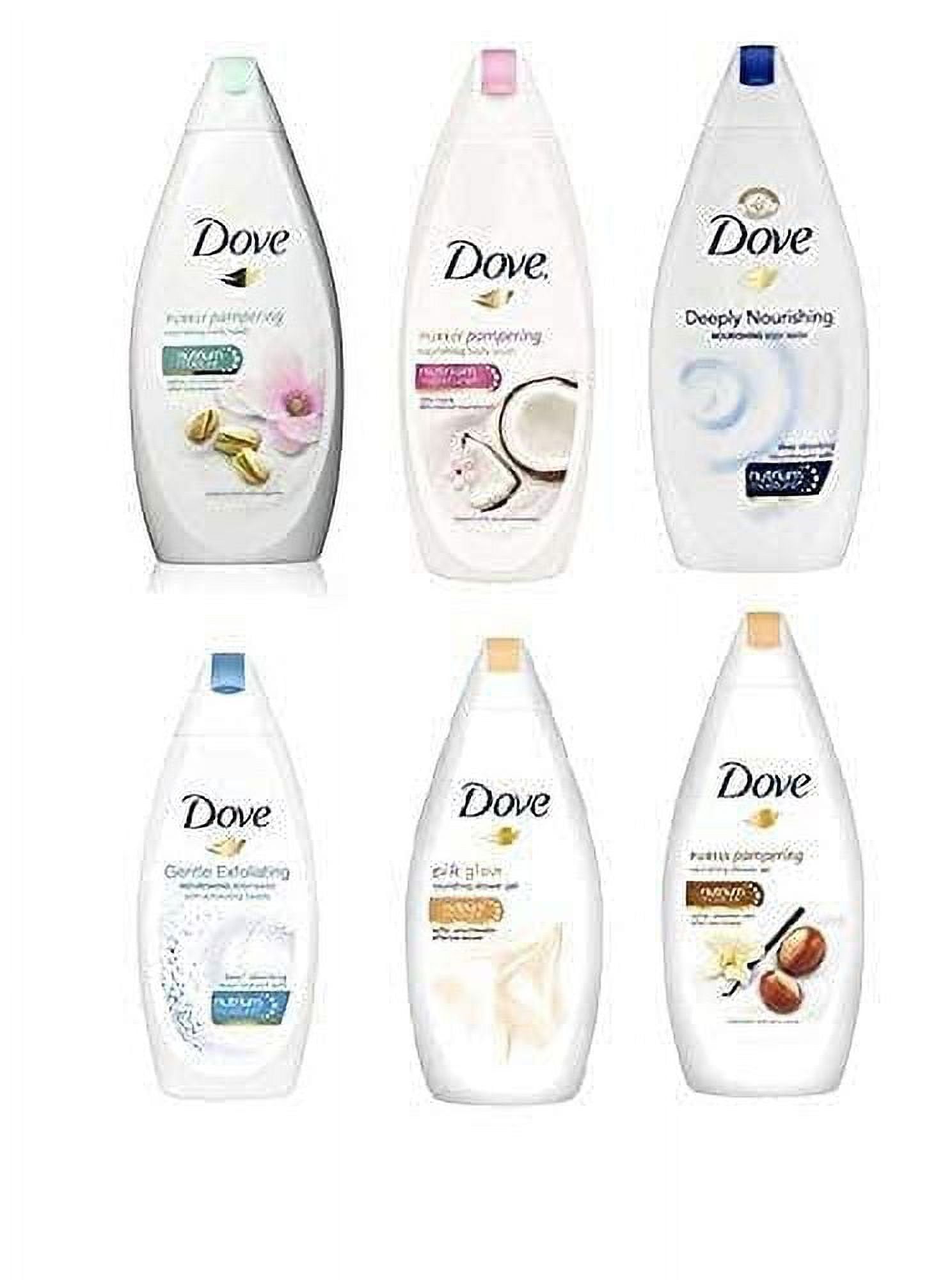 Dove DVBW-ASSORTED6PK 16.9 oz Body Wash with Shea Butter Deep Moisture Pistachio Cream & Coconut Milk - Pack of 6