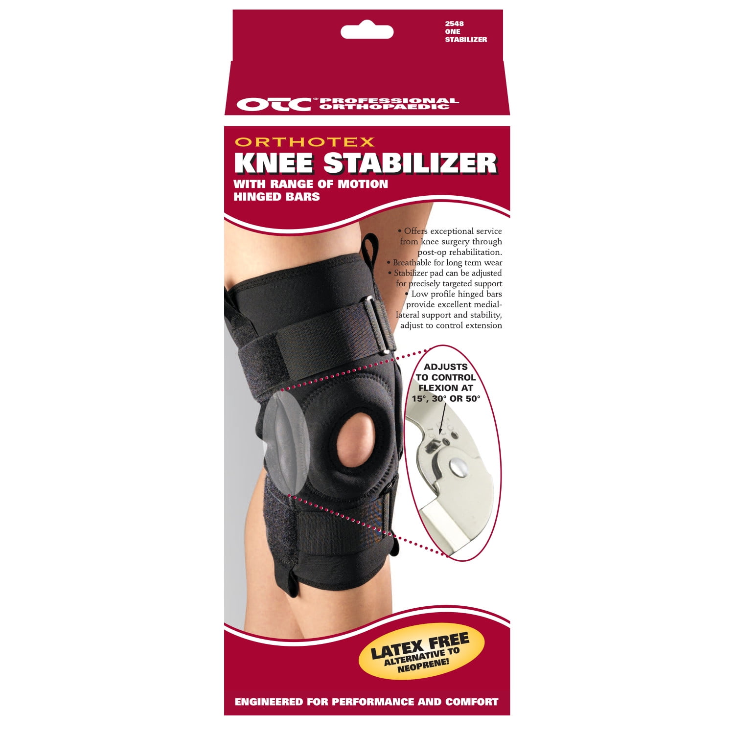 OTC Orthotex Knee Stabilizer with ROM Hinged Bars, Black, 3X-Large