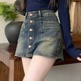 thumbnail image 6 of MIXUE Skirts For Women Summer Solid Color High Waist A Line Casual Bodycon Mini Denim Skirt Daily-Wear,Blue,S, 6 of 8