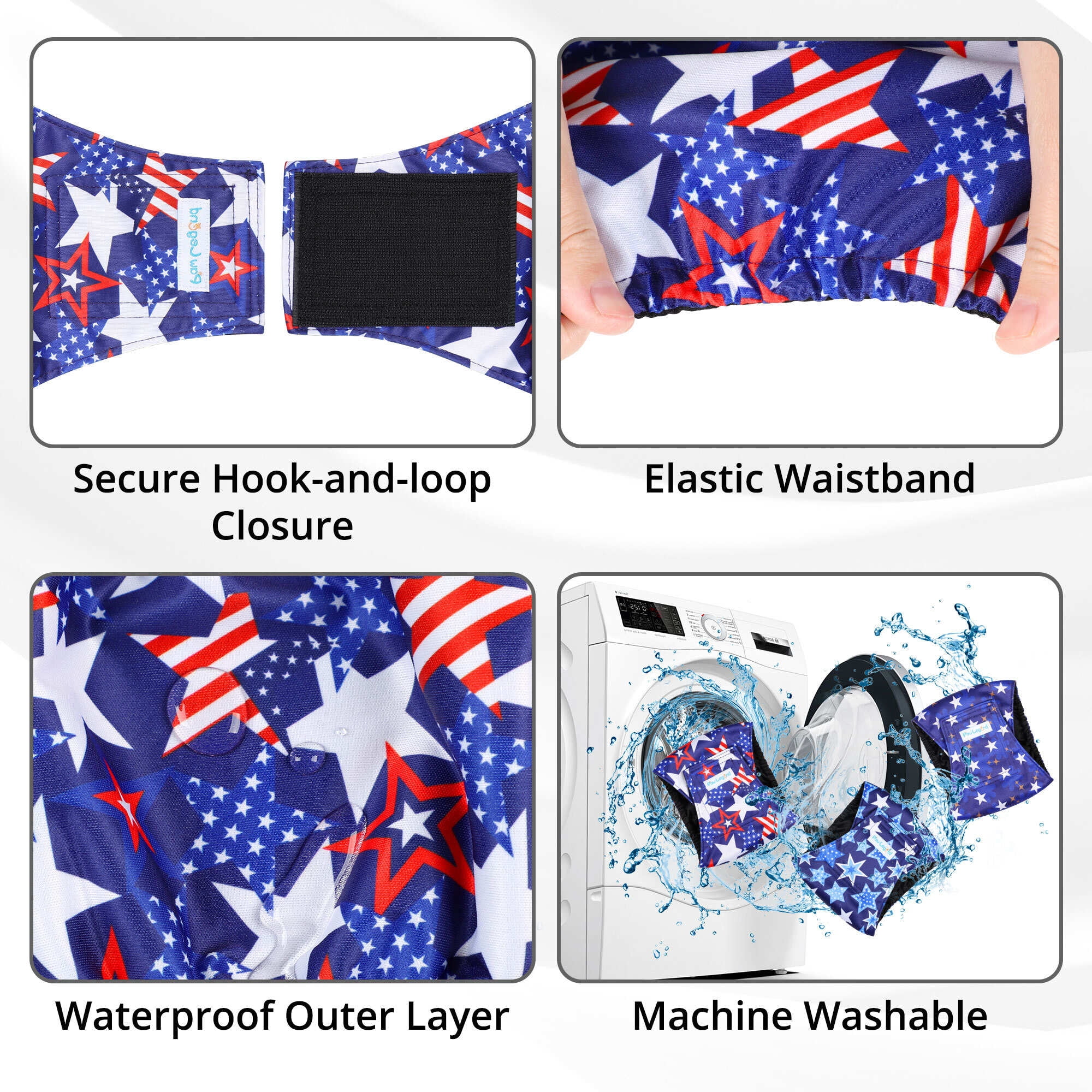 Paw Legend Washable Dog Belly Wrap Diapers for Male Dog (3 pack),Star Pattern,x-Large