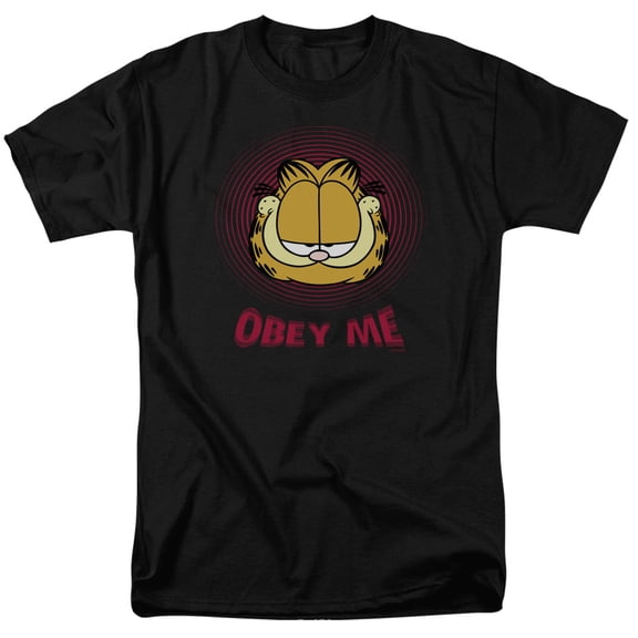 Garfield - Obey Me - Adult Unisex Short Sleeve T-Shirt - Black
