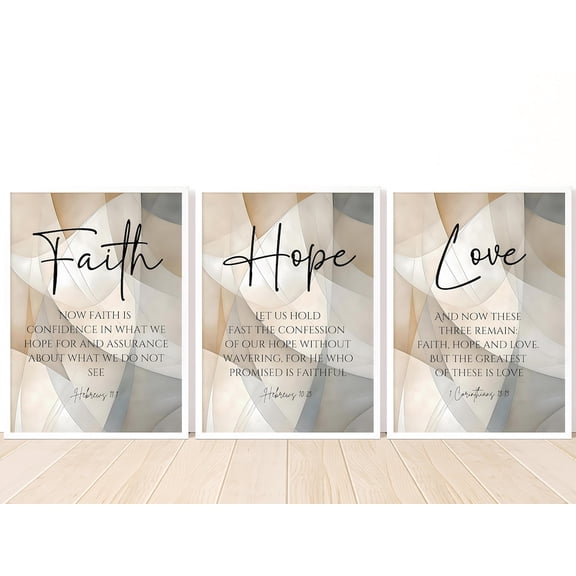 Faith Hope Love Wall Art 1 Corinthians 13 13 Bible Verse Modern Christian Art Scripture Set 3 Unframed Paper Print 8x12