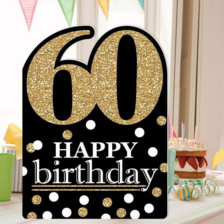 Big Dot of Happiness Adult 60th Birthday - Gold - Happy Birthday Giant Greeting Card - Big Shaped Jumborific Card - Walmart.com for 60th Birthday Greeting Cards Free Printable