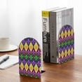 thumbnail image 5 of Susaid Mardi Gras4 Print Wooden Bookends Decorative Book Ends for Shelves Heavy Books Holder Organizer Non-Slip Desk Book End for Kids Room Office School 1 Pairs, 5 of 8