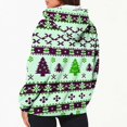 thumbnail image 3 of Sudadera con capucha y manga larga para mujer, informal, con estampado navideño, cremallera, manga larga, poliéster, 3 of 6