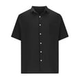 thumbnail image 3 of Men's Business Casual Shirts Fashion Solid Color Turn-Down Collar Button Short Sleeve Blouse Summer Tee Shirts, 3 of 5