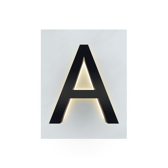 Backlit LED House Letter 8” – Prima Decorative Hardware, Modern LED Address Sign Letters A-D, Floating Effect Stainless Steel Lighted House Letters, Weather Resistant, Warm White 3200K