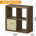 thumbnail image 4 of Bookshelf with Storage Bins, 4-Cube Storage Organizer with Back Panels, Modern Wood Open Bookcase, Multifunctional Display Shelf for Living Room, Bedroom, Home Office, Classic Oak, 4 of 7