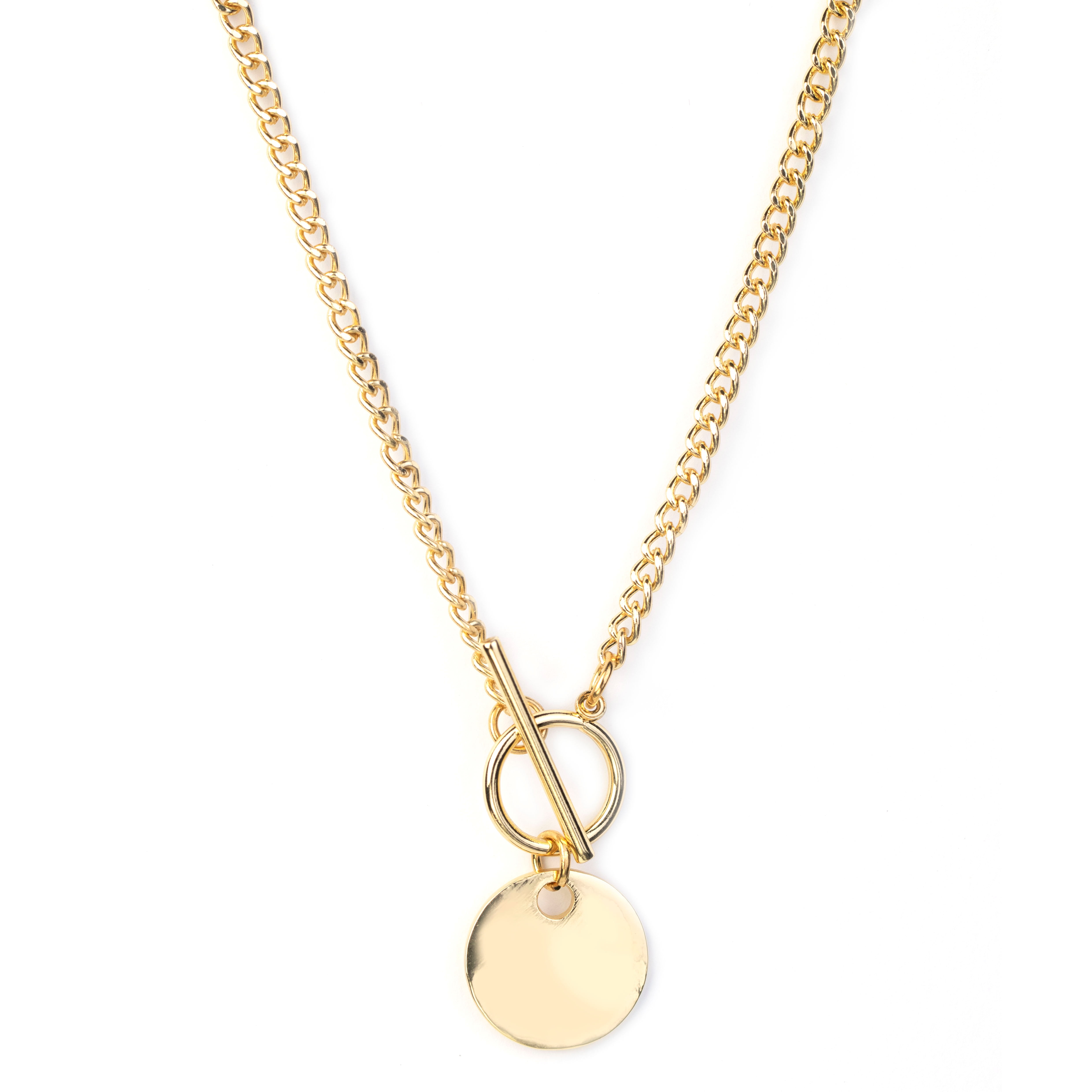 Minimal Golden Pendant Necklace - 18K Yellow Gold Plating over Silver - Curby Chain Necklace for Women