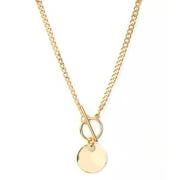 JeenMata Minimal Golden Pendant Necklace - 18K Yellow Gold Plating over Silver - Curby Chain Necklace for Women