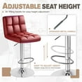 thumbnail image 4 of Homall Bar Stools Set Of 2 Modern PU Leather Height Adjustable Swivel Barstools, Hydraulic Kitchen Counter Square Island BarStool With Back,Wine Red, 4 of 7