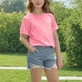 thumbnail image 6 of tarylea Girls Tops Crochet Short Sleeve Shirts Round Neck T Shirts Loose Fitted Summer Blouses, 6 of 8