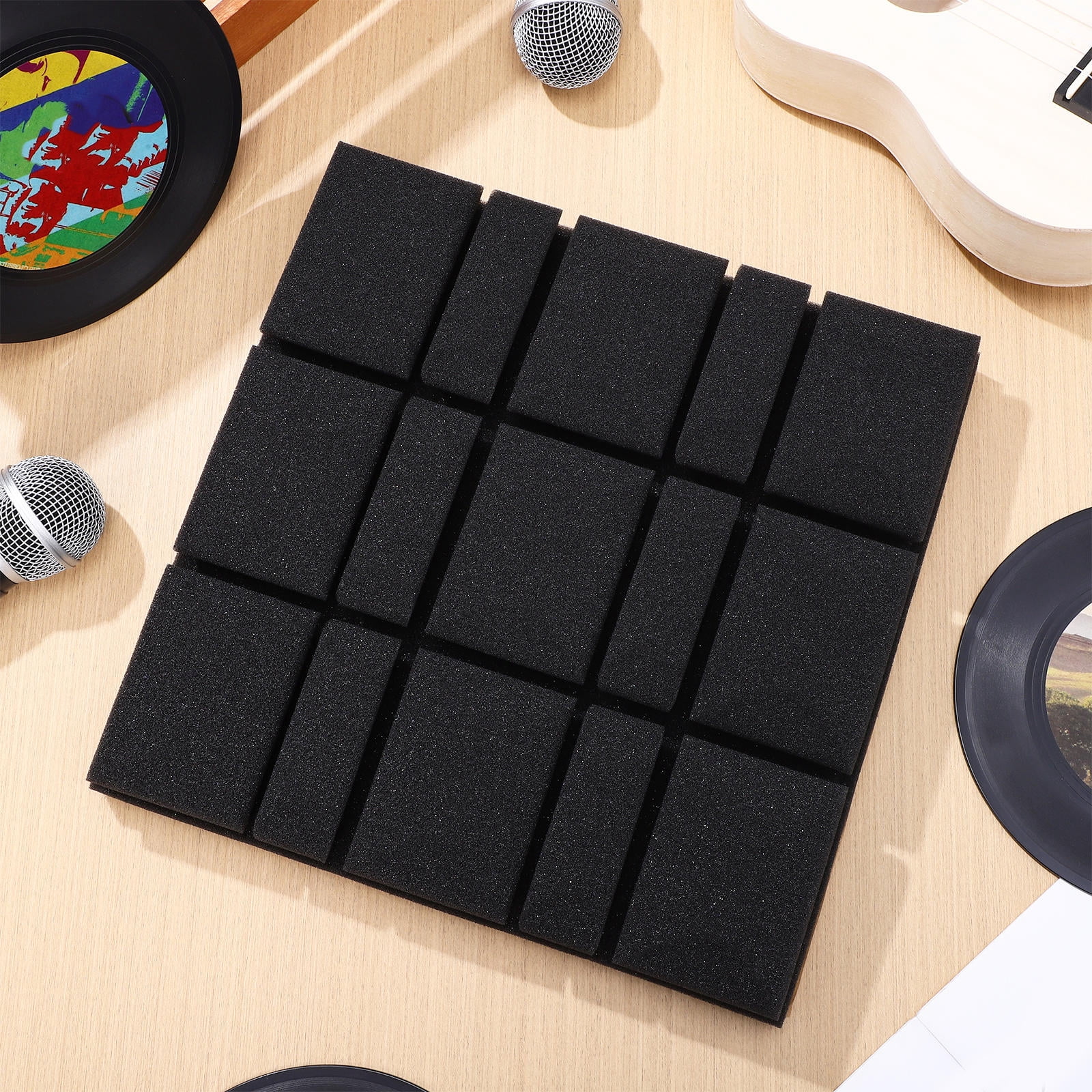 Supvox 12 Pcs Sound Panels Black Polyurethane Sound Absorption KTV