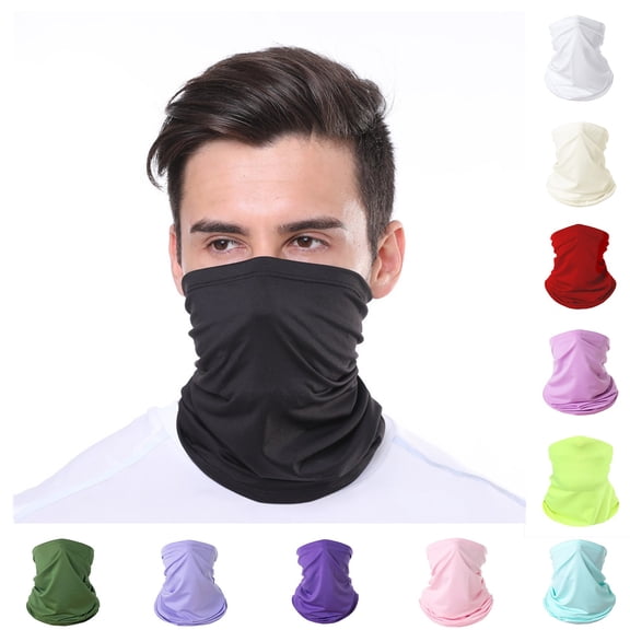 FUZHIQ Simple Neck Gaiter UPF 50 UV Protection Face Cover Breathable Cooling Ice Silk Headband Bandana for Men Women Running Cycling Fishing Daily Use