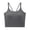 Gray, variant on Spaghetti Straps Crisscross Back Cami Tops for Women Round Neck Built-In Bra Cropped Bottom T Shirt Summer Clothes